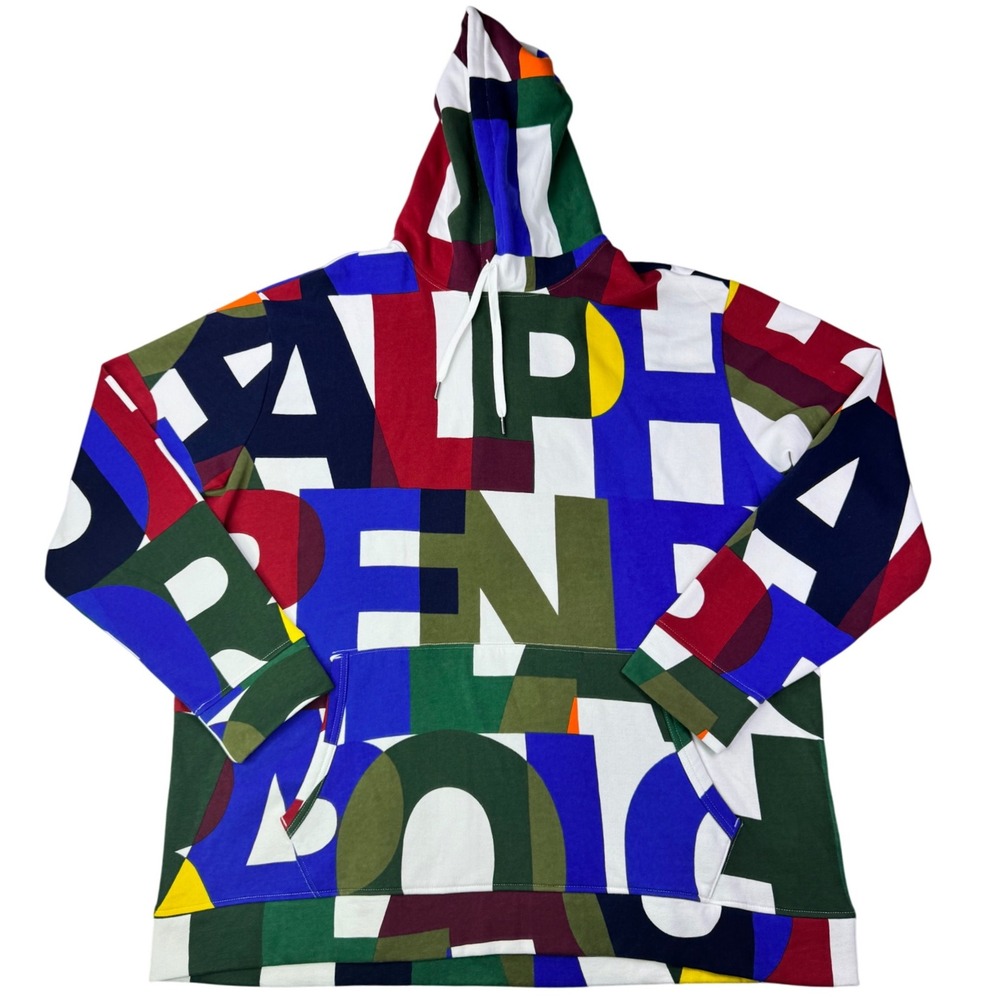 Polo Ralph Lauren Logo Monogram Fleece Hoodie Sweatshirt Mens Big and Tall 2XLT - Picture 3 of 12